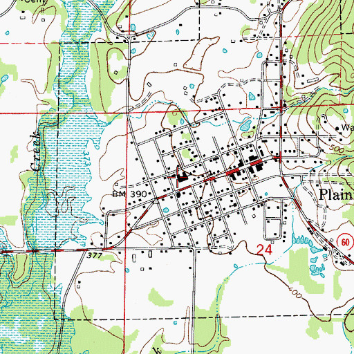 Topographic Map of Plainview - Rover High School, AR