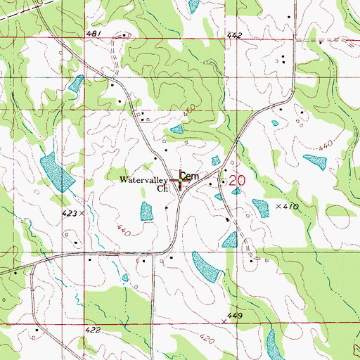 Topographic Map of Watervalley Church, MS