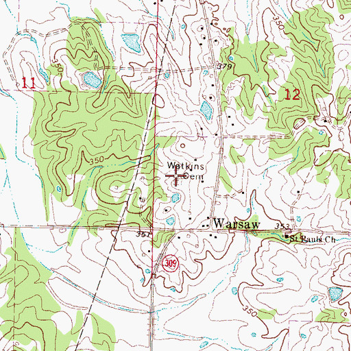 Topographic Map of Watkins Cemetery, MS