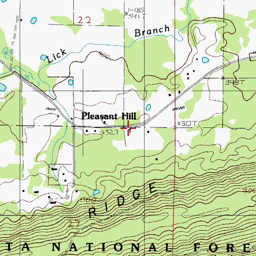 Topographic Map of Pleasant Hill School (historical), AR