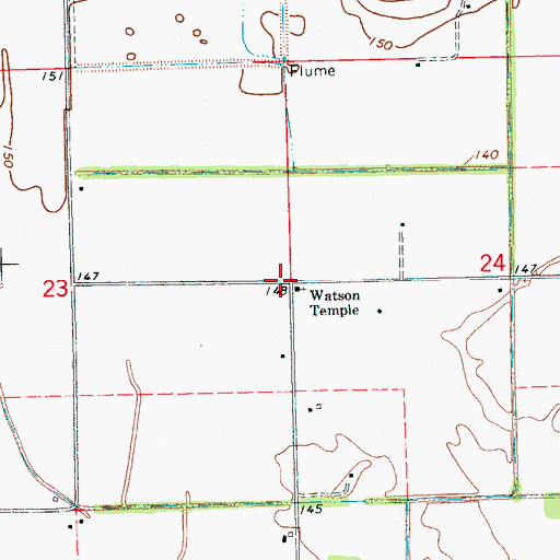 Topographic Map of Watson Temple, MS