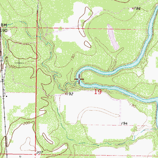 Topographic Map of Watts Creek, MS