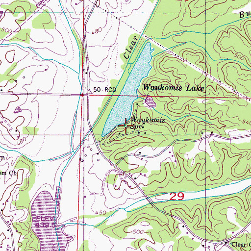 Topographic Map of Waukomis Spring, MS