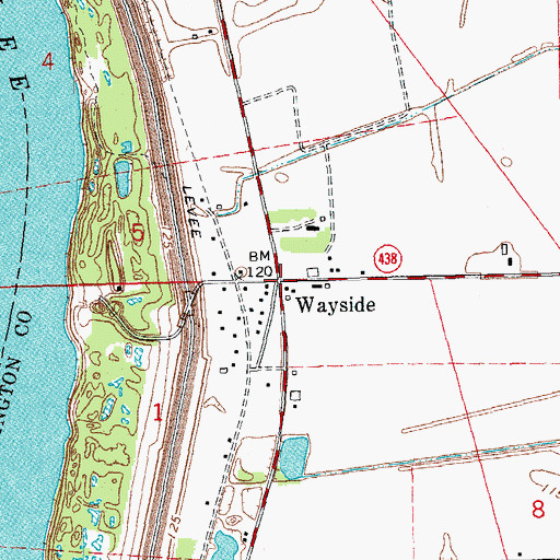 Topographic Map of Wayside, MS