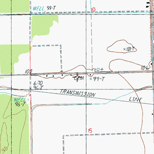 Topographic Map of Weathers Cemetery, MS