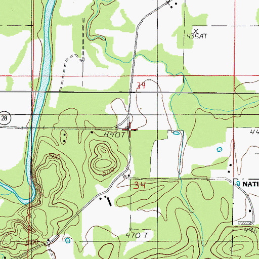 Topographic Map of Red Hill School (historical), AR