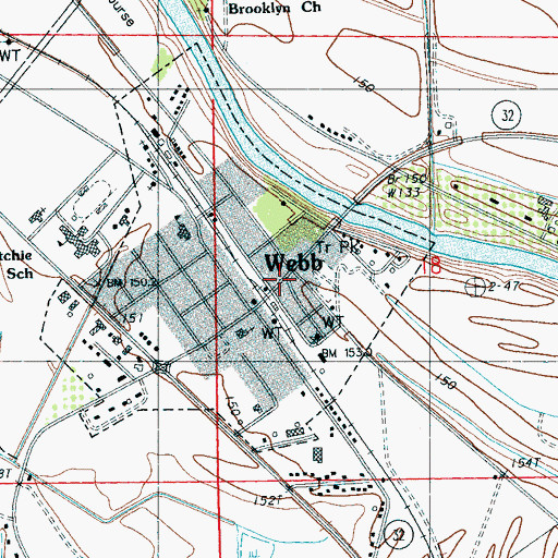 Topographic Map of Webb, MS