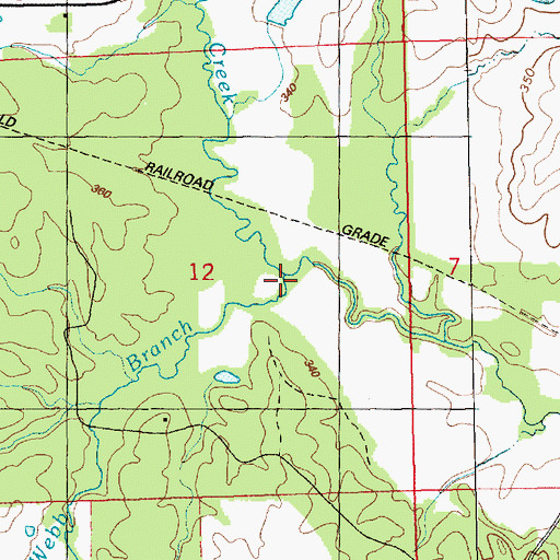 Topographic Map of Webb Branch, MS