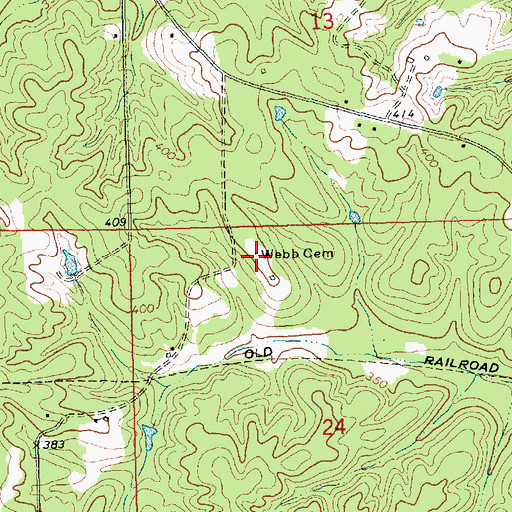 Topographic Map of Webb Cemetery, MS