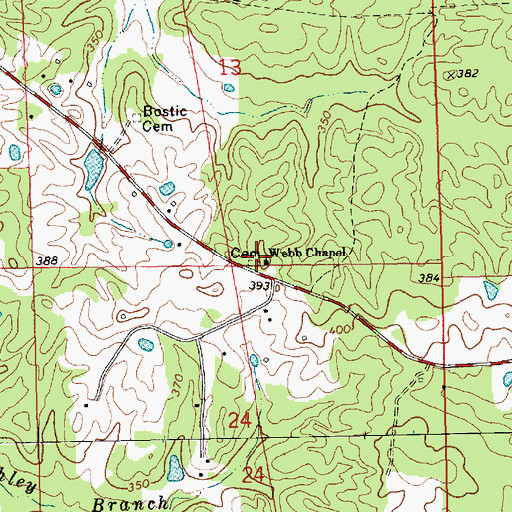 Topographic Map of Webb Chapel, MS