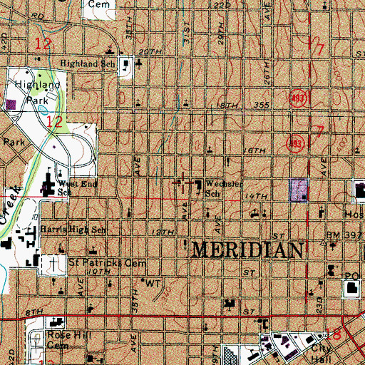 Topographic Map of Wechsler School, MS