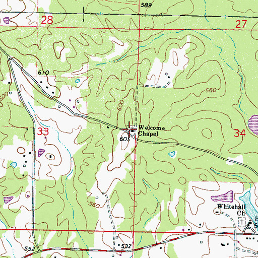 Topographic Map of Welcome Chapel, MS