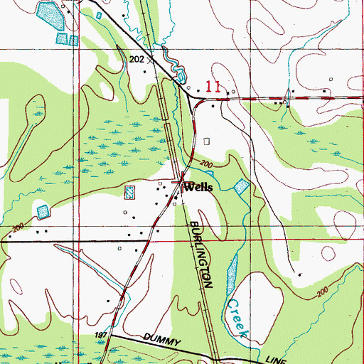 Topographic Map of Wells, MS