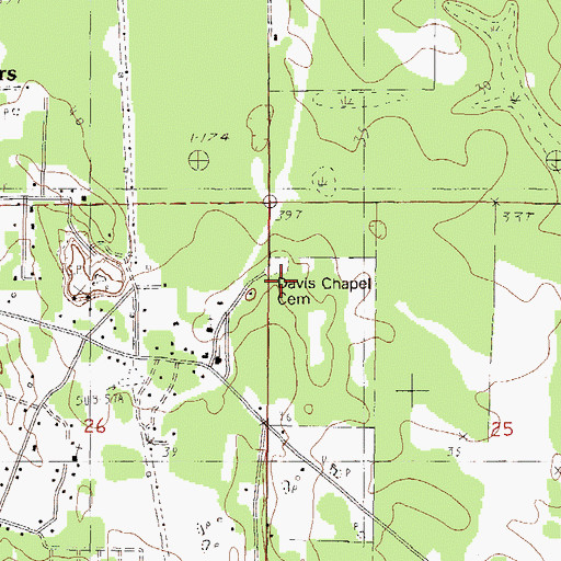 Topographic Map of Wells Church, MS
