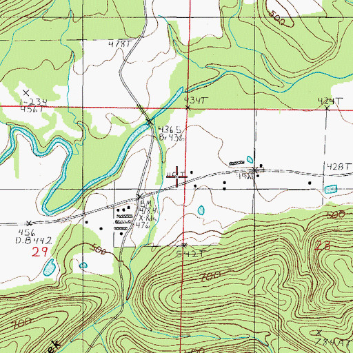 Topographic Map of Rocky Ford School (historical), AR