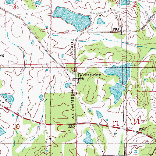Topographic Map of Wells Grove Church, MS