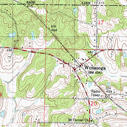 Topographic Map of Wenasoga, MS