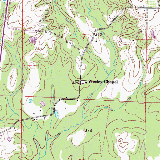 Topographic Map of Wesley Chapel, MS