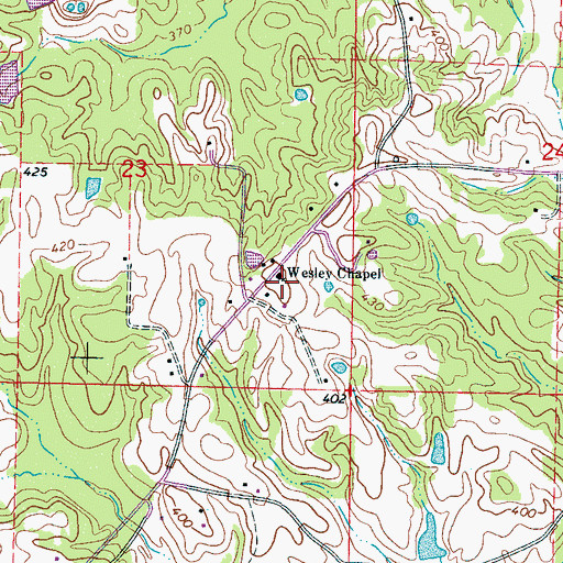 Topographic Map of Wesley Chapel, MS