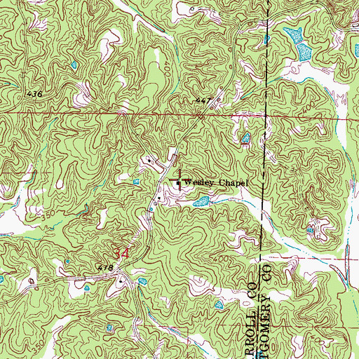 Topographic Map of Wesley Chapel, MS