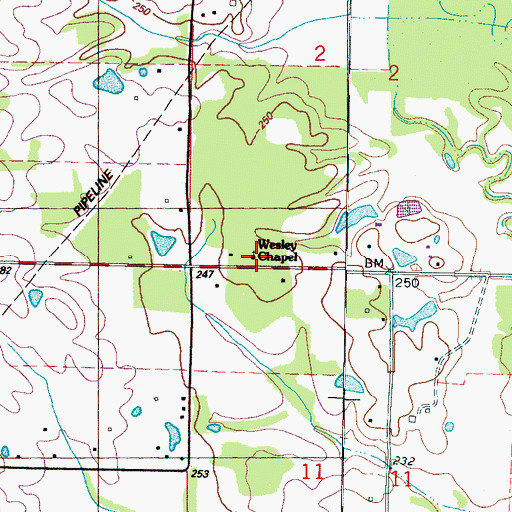 Topographic Map of Wesley Chapel, MS