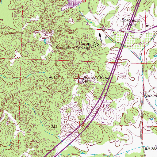 Topographic Map of Wesley Chapel Cemetery, MS