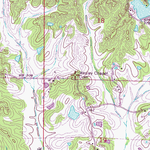 Topographic Map of Wesley Chapel Cemetery, MS