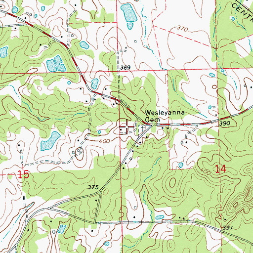 Topographic Map of Wesleyanna Cemetery, MS