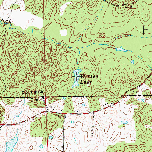 Topographic Map of Wesson Lake, MS