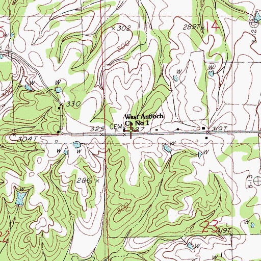 Topographic Map of West Antioch Church Number 1, MS