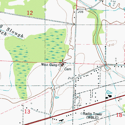 Topographic Map of West Camp Church, MS