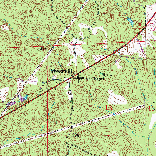 Topographic Map of West Chapel Church of Christ, MS