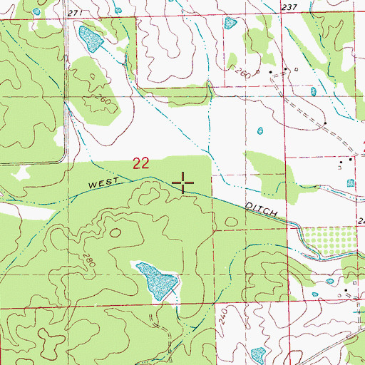 Topographic Map of West Ditch, MS