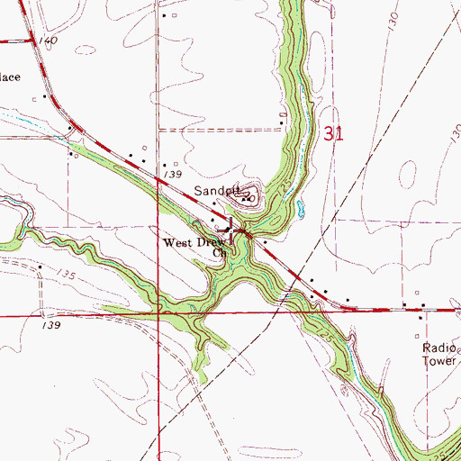 Topographic Map of West Drew Church, MS
