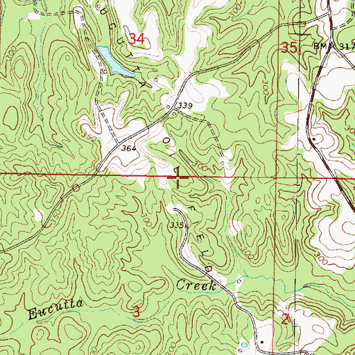 Topographic Map of West Eucutta Oil Field, MS