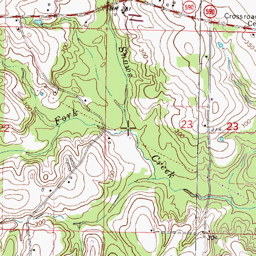 Topographic Map of West Fork, MS
