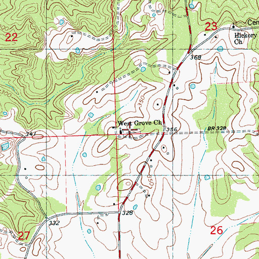 Topographic Map of West Grove Cemetery, MS