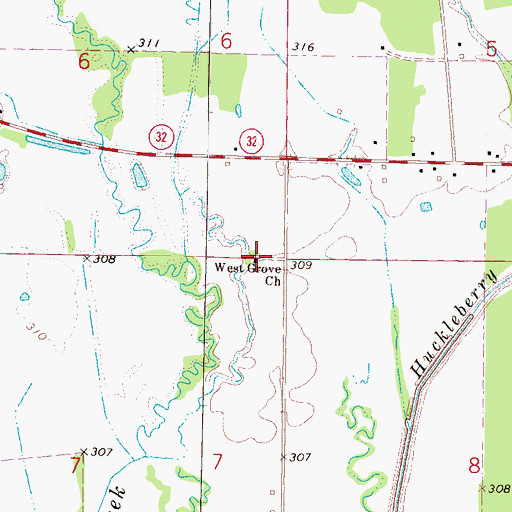 Topographic Map of West Grove Church, MS