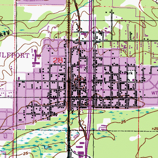 Topographic Map of West Gulfport, MS