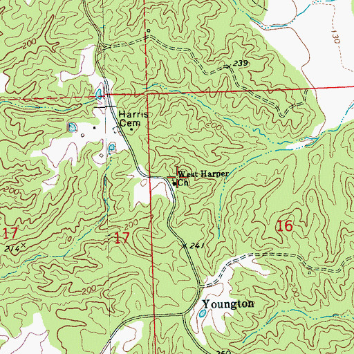 Topographic Map of West Harper Church, MS