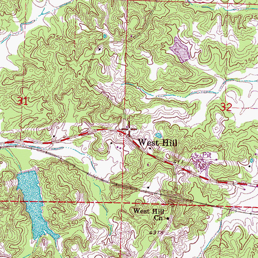 Topographic Map of West Hill, MS