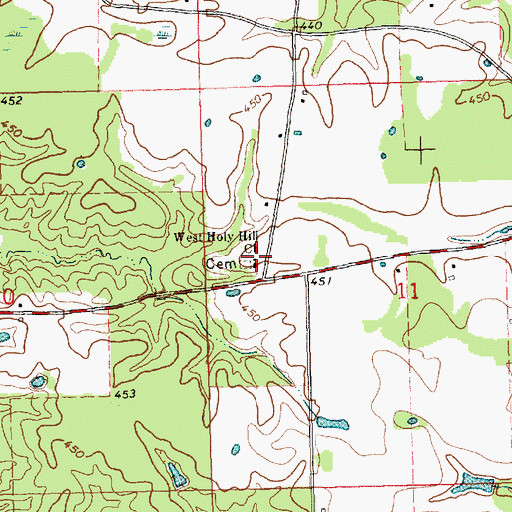 Topographic Map of West Holy Hill Church, MS
