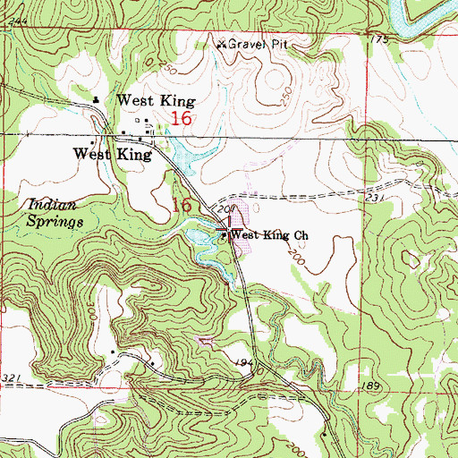 Topographic Map of West King Church, MS