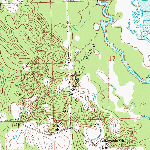 Topographic Map of West Lazy Creek Oil Field, MS