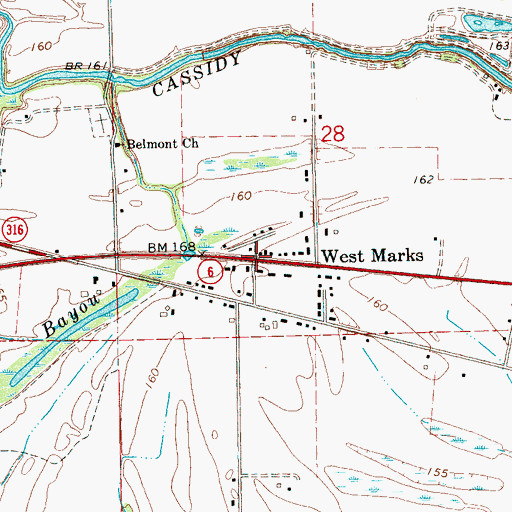 Topographic Map of West Marks, MS