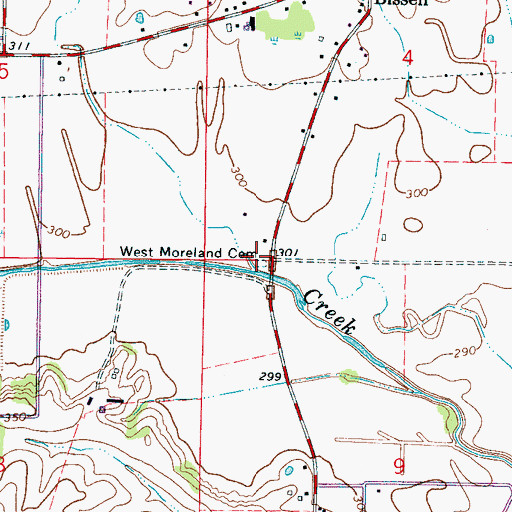 Topographic Map of West Moreland Cemetery, MS