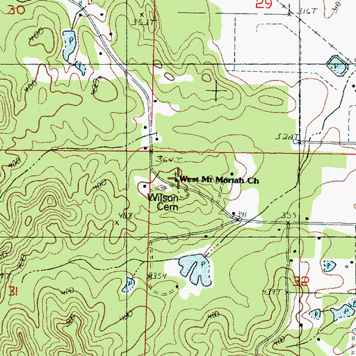 Topographic Map of West Mount Moriah Baptist Church, MS