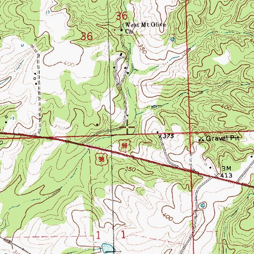 Topographic Map of West Mount Olive Missionary Baptist Church, MS