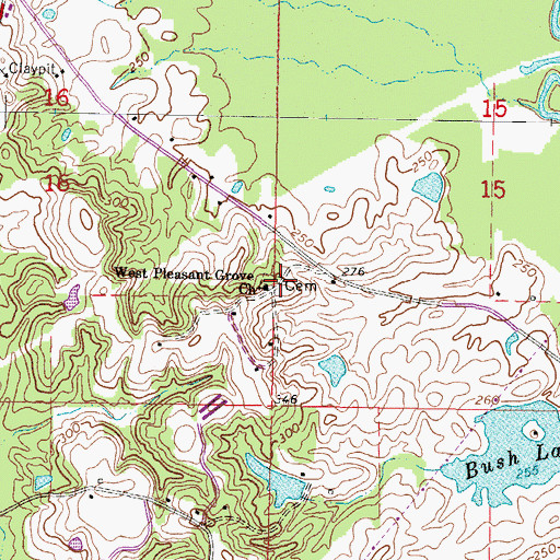 Topographic Map of West Pleasant Grove Church, MS