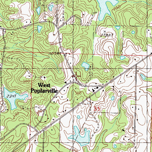 Topographic Map of West Poplarville, MS